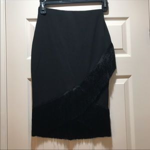 Black Fringe Pencil Skirt
